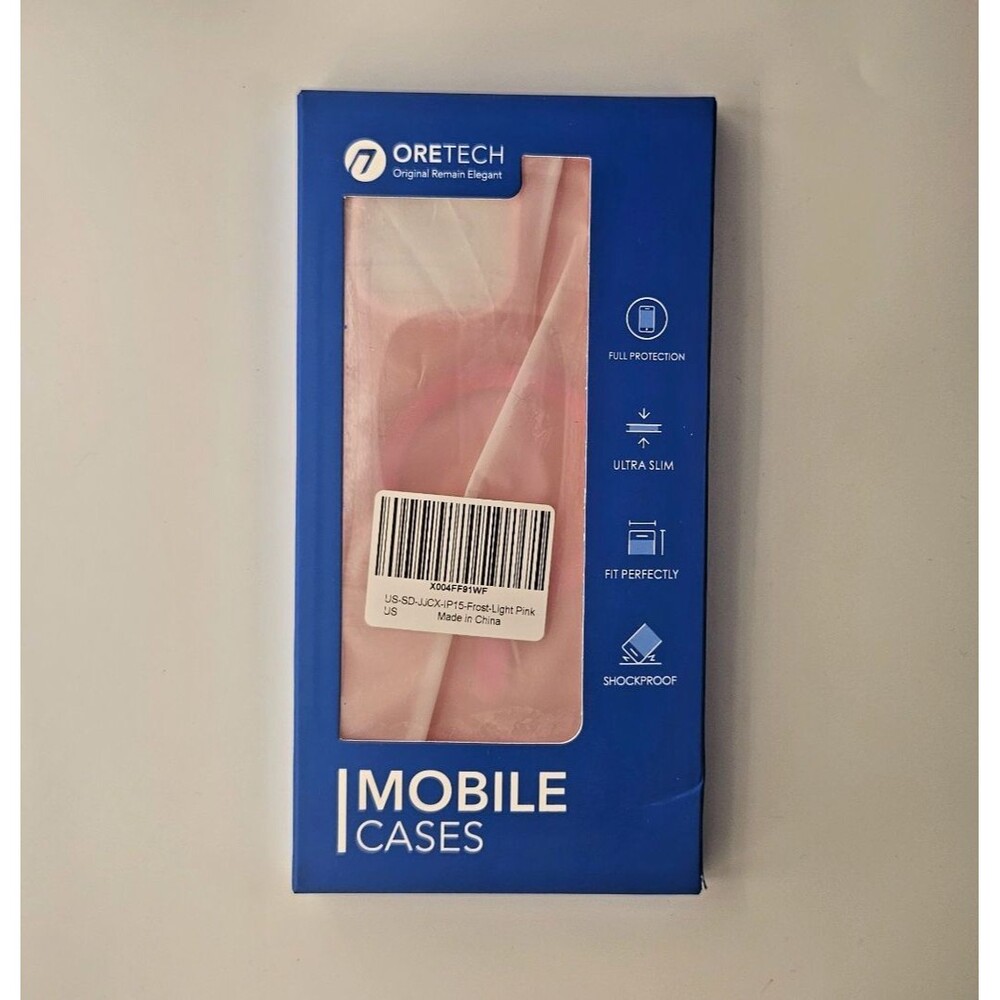 Oretech Mobile Case IPhone 15 Frost Light Pink with 2 screen protectors